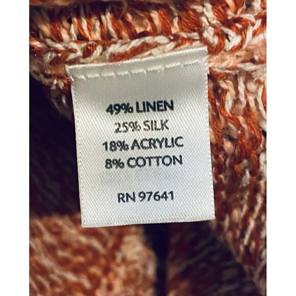 J Jill Cardigan Sweater Womens Small Button Up 3/4 Sleeve Red Linen Silk - Picture 5 of 7